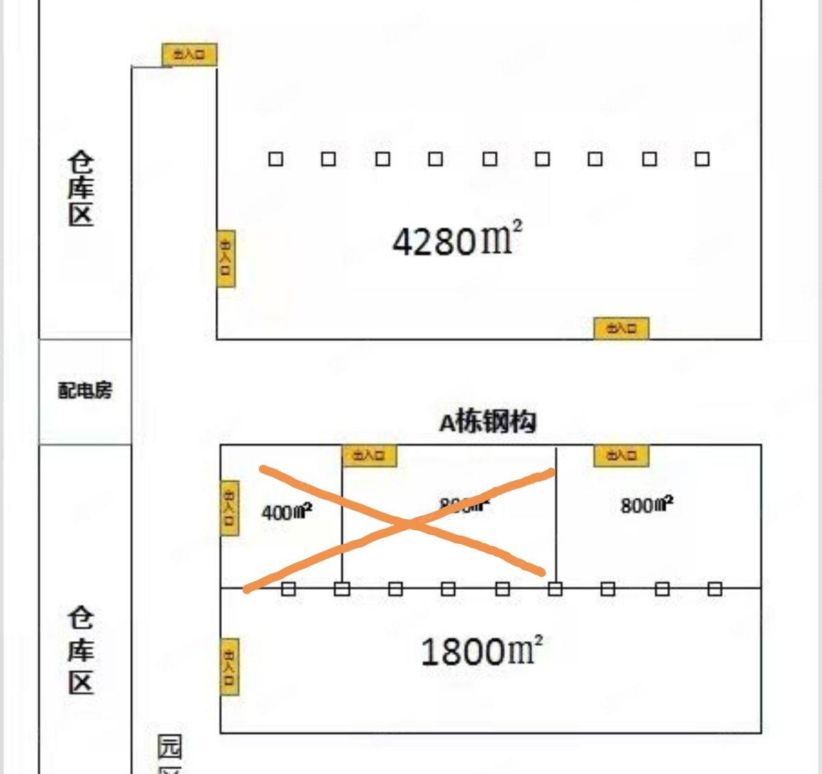水口红本钢构厂房两栋6800平方，滴水8米，可以分租